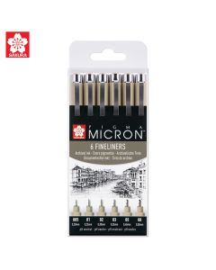 Pigma Micron fineliner set of 6 sizes, black