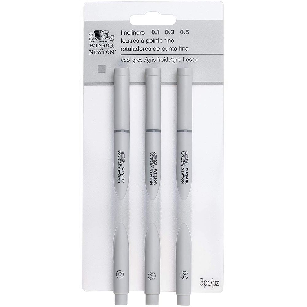 Winsor & Newton Fineliner Pen Sets, 3-Pen Cool Gray Set