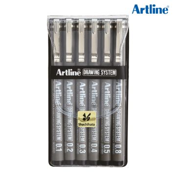 Artline Drawing System Pens Black 6pcs