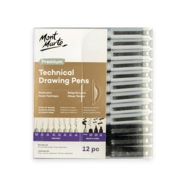 Technical Drawing Pens 12pc - Mont Marte