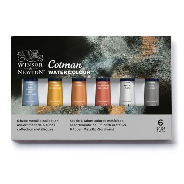 Winsor & Newton Cotman Watercolors - Set of 6, Metallic Colors, 8 ml