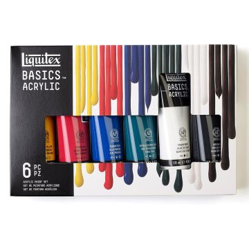 Liquitex BASICS Acrylic Paint Set, 6 x 118ml Tube Paint Set