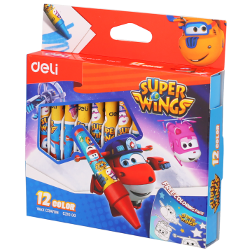 Deli Super Wings Wax crayon 12 colors - 21000 