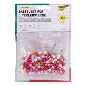مجموعة صنع الحرف بالخرز نجوم حمراء 340 قطعة. أحمر/ذهبي/لؤلؤي أبيض 12520