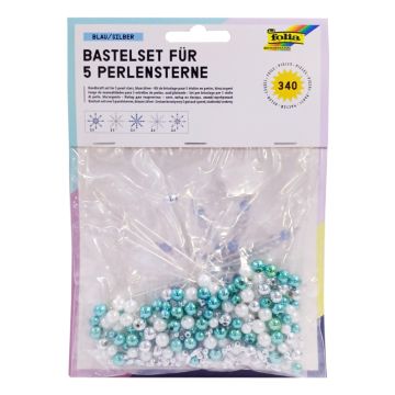 مجموعة صنع النجوم بالخرز للشعر - اللون أزرق، 340 قطعة. أزرق/فضي/أبيض لؤلؤي 12530