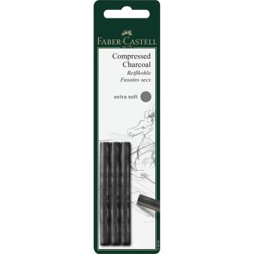 Faber Castell Pitt Compressed Charcoal Sticks, Extra Soft - Set of 3 - #129996
