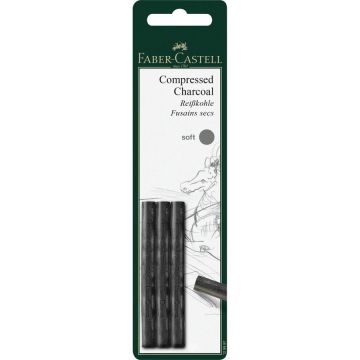 Faber Castell Pitt Compressed Charcoal Sticks, Soft - Set of 3 - #129997