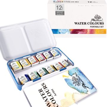 Phoenix Phoenix Watercolor Paint Set Half Pan 12 Colors