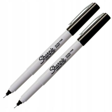 Sharpie Permanent Markers, Ultra Fine Point, Black, 2pcs