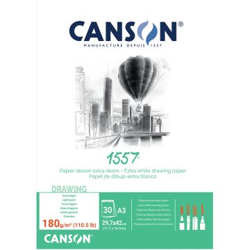 CANSON 1557 Extra White 180gsm A3 Sketch Paper - 204127415