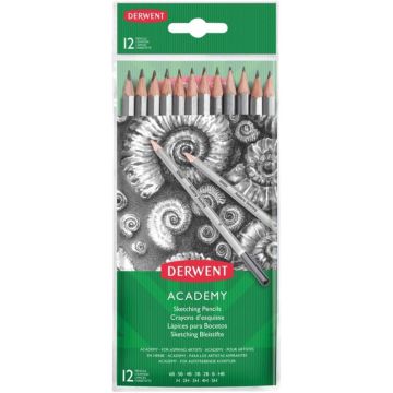 Derwent Academy Sketching set of 12 Hanging Pack (5H - 6B)