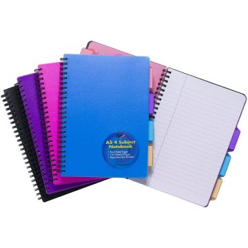 4 Subject dividers Notebook 100/s Twin Wire A5  – TIGER 301476