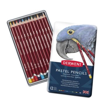Derwent Pastel Pencils, 4mm Core, Metal Tin, 12