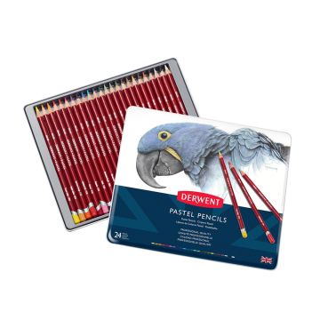 Derwent Pastel Pencils, 4mm Core, Metal Tin, 24