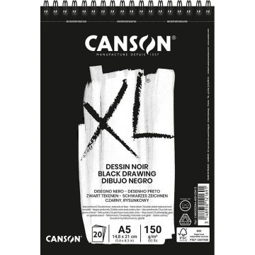 Canson XL - Black Drawing Paper -  A5 150g - 400082844