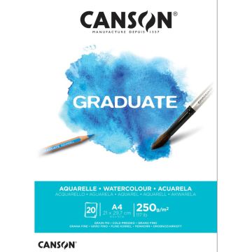 Canson Graduate Watercolour 250gsm A4 Paper, Cold Pressed - 400110374