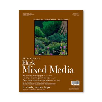 Strathmore 462-511 Black Mixed Media Pad 400 Series 11" x 14"