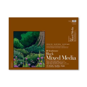 Strathmore 462-518 400 Series Black Mixed Media Pad  18" x 24"