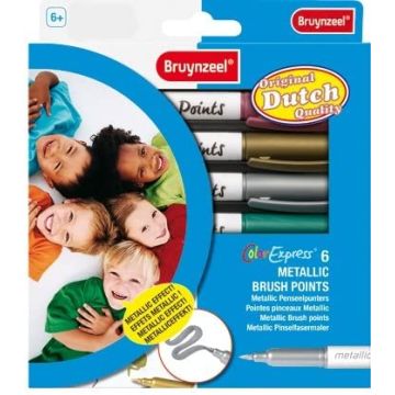 Metallic Brush Points Set 6 Felt Tips