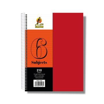 University Book 6 Subjects - A4 Red