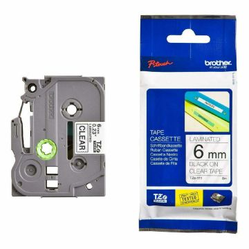 Brother Label - Black on Clear Tape - 6MM