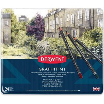 Derwent Graphitint Pencils, Metal Tin, 24 Count