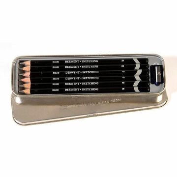 Derwent Sketching Pencils, 4mm Core, Metal Tin, 6 Count