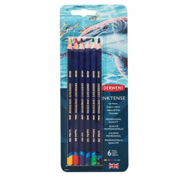 Derwent Inktense Pencils Blister, Set of 6, Premium 4mm Round Core