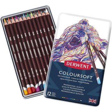 Derwent Colorsoft Pencils, 4mm Core, Metal Tin, 12 Count