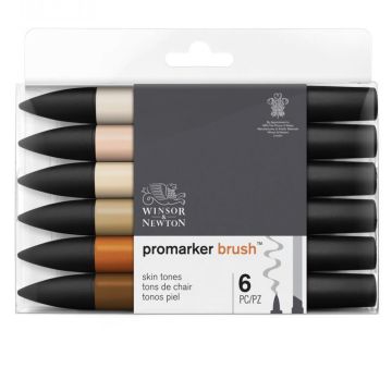 Winsor & Newton Promarker Brush Markers - Skin Tones, Set of 6