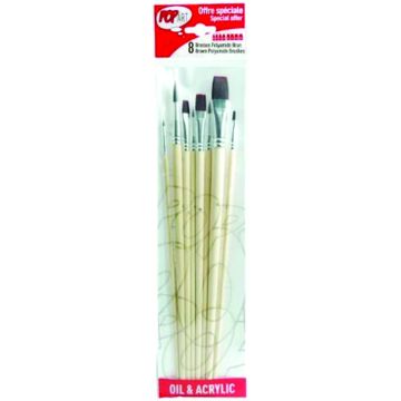 Pebeo Wallet of 8-Brushes, Brown