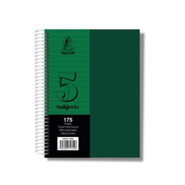 University Book 5 Subjects - A5 Falcon Dark Green