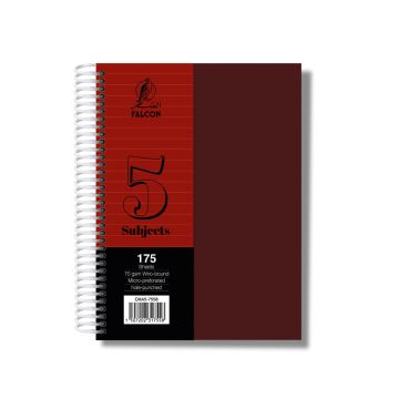 University Book 5 Subjects - A5 Maroon