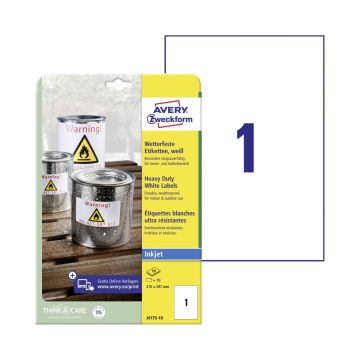 Label 210x297mm 10S Heavy Duty Ink Avery