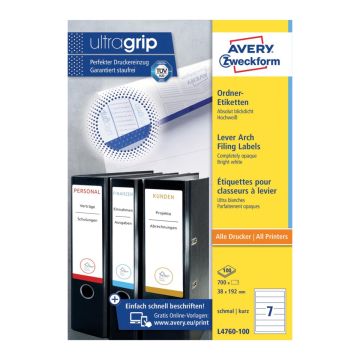 Labels 38x192mm Lever Arch File 100S Avery - L4760-100