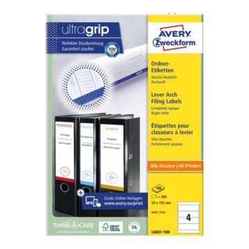 Labels 59x192mm Lever Arch File 100S Avery l6061-100
