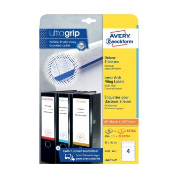 Label 59x192mm Lever Arch File 25S Avery