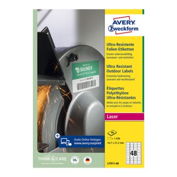 Label 210x297mm A4 40S Ultra Resistant Avery L7917-40