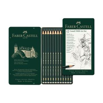Faber Castell 9000 Graphite Pencil Art Set - Tin of 12 - 119065