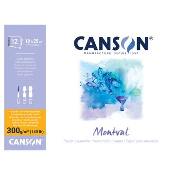 Canson Montval Watercolour Pad 300 G Glued 1 Side - 18 x 25 cm