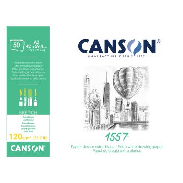 CANSON 1557 Extra White 120gsm A2 Sketch Paper - 204127410
