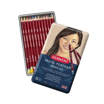 Derwent Pastel Pencils, Skintone, 4mm Core, Metal Tin, 12 Count