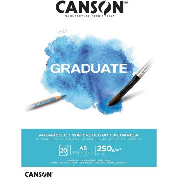 Canson Graduate Watercolour 250gsm A5 Paper, Cold Pressed - 400110373