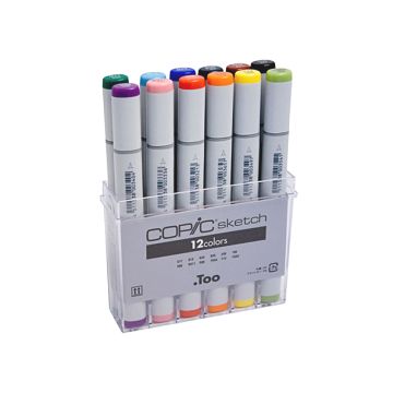 Copic l Sketch Marker Set, Basic Colors 12 Count 3725