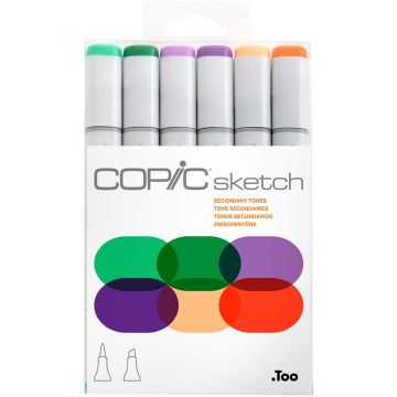 Copic Markers 6 Piece Sketch Set, Secondary Tones 2655