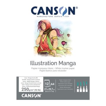 Canson Pad illustration manga white marker paper A4 | 25gsm | 12S - C200387200