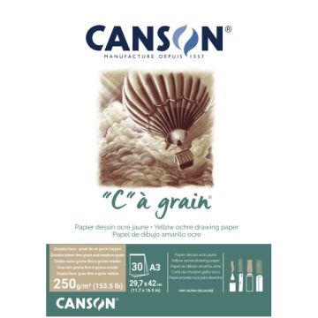 Canson C a' grain A3 yellow ochre drawing paper 30S 250g