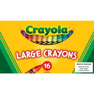 Crayola Large Size Classic Crayons, 16 Count And Colors - 52-0336