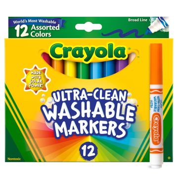 Crayola Ultra-Clean Color Max Washable Markers-Assorted Colors 12