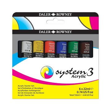 Daler-Rowney System 3 Acrylic Paint Starter Set - 6x22ml